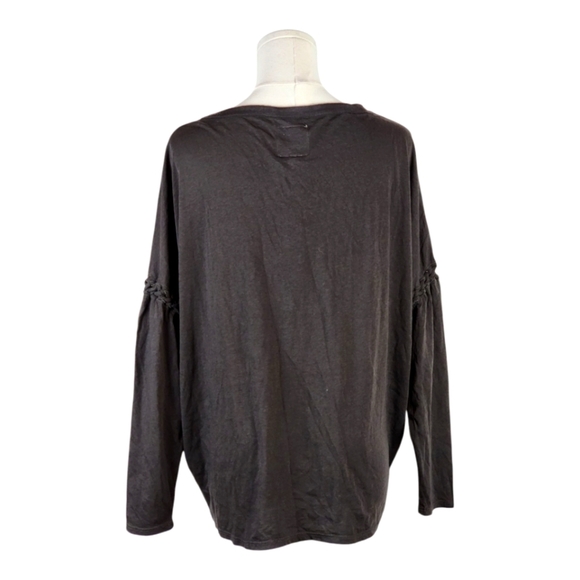 Chaser Gray Long Sleeve Top NWT Braided Sleeve Boho Scoop Neck Loungewear - Picture 7 of 11